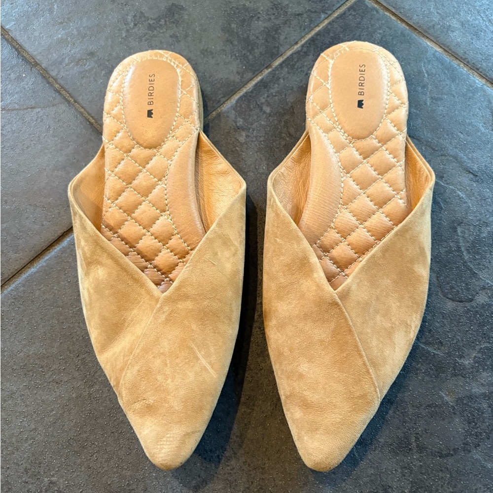 Birdies The Swan Golden Oak Suede Pointed Toe Mule Slide - Size 9
